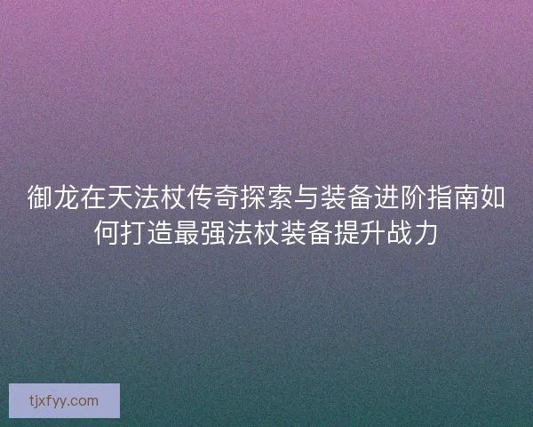 御龙在天法杖传奇探索与装备进阶指南如何打造最强法杖装备提升战力