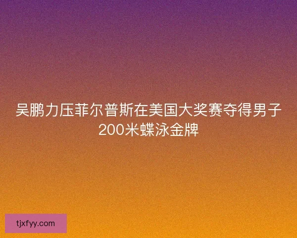 吴鹏力压菲尔普斯在美国大奖赛夺得男子200米蝶泳金牌