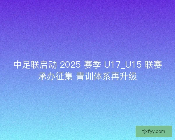中足联启动 2025 赛季 U17_U15 联赛承办征集 青训体系再升级